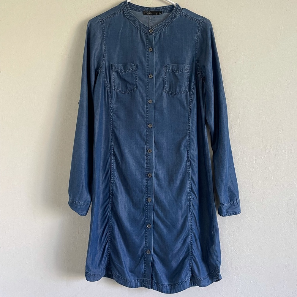 Athleta shirt Dress Tencel Roll tab sleeves Small